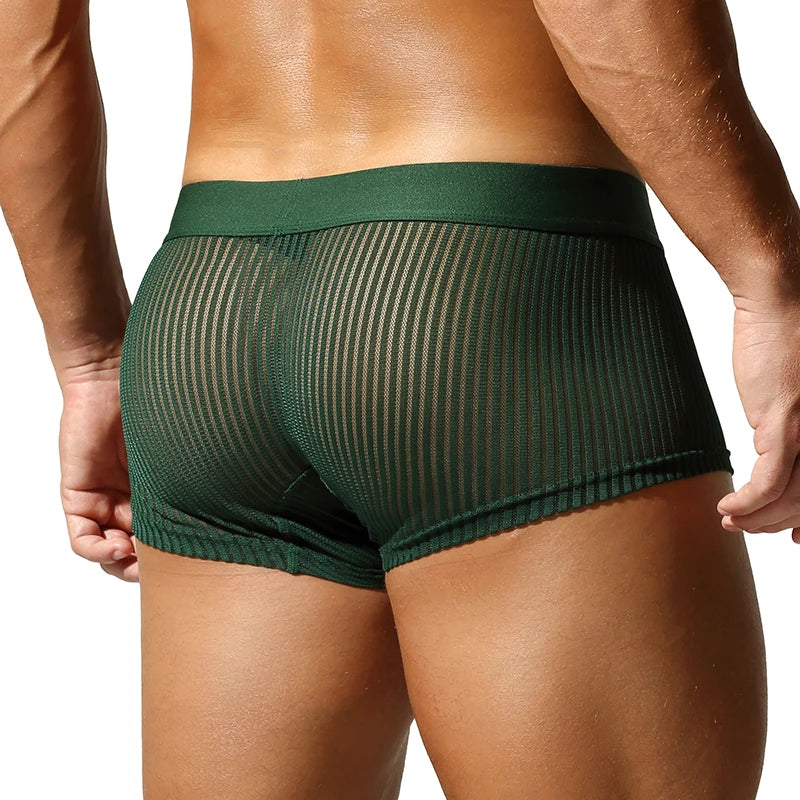Satin Striped Mesh Boxer Briefs