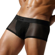 Satin Striped Mesh Boxer Briefs
