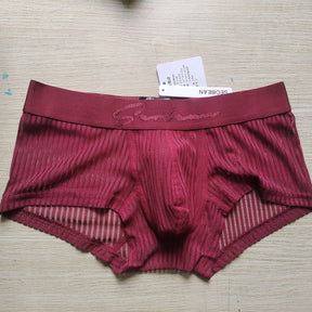 Satin Striped Mesh Boxer Briefs
