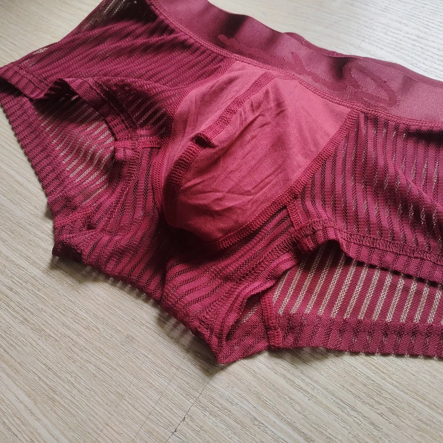 Satin Striped Mesh Boxer Briefs