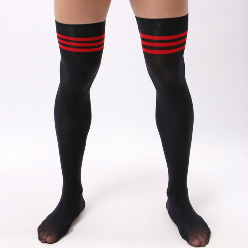High Red Stripe Socks